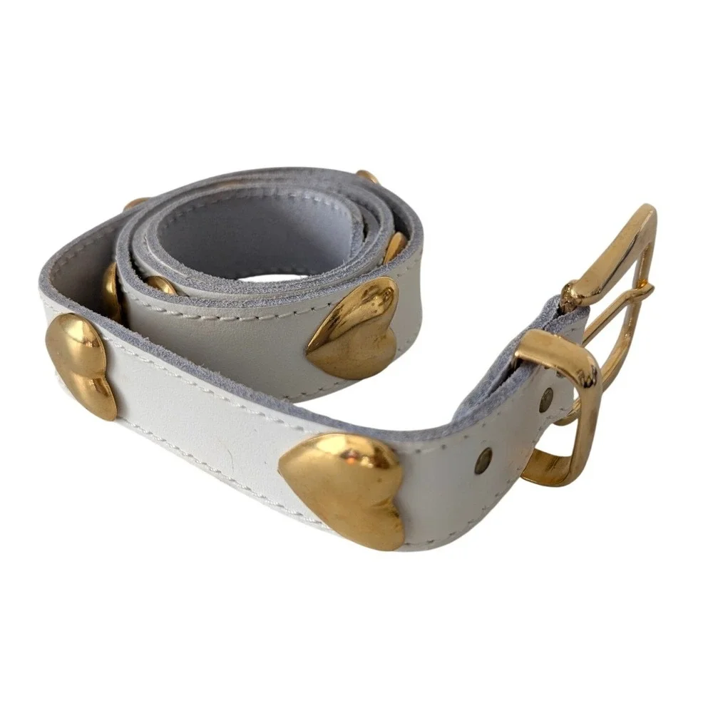 Leather Statement Belt Heart Studs Women Small Medium Y2K Coquette Whimsy Dainty